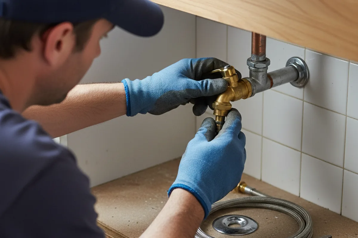 Shutoff valve and fitting work during Faucet and Fixture Repair in Lamy